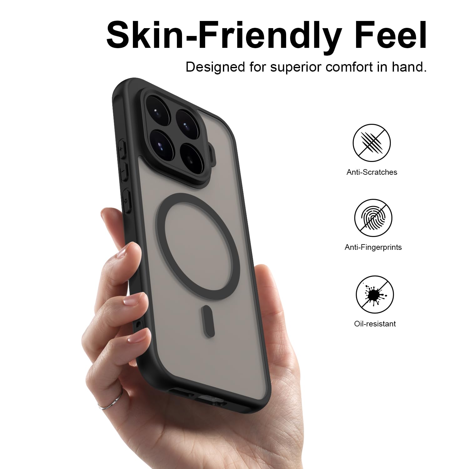 Magnetyczne etui do Xiaomi 17T 5G kompatybilne z MagSafe,[pełna ochrona aparatu] Półprzezroczysta, matowa tylna obudowa odporna na zarysowania obudowa, czarna