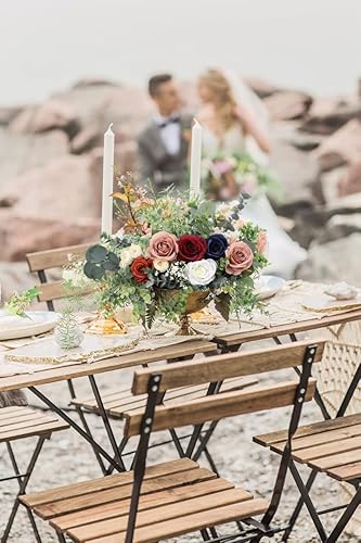 Miniatura 6 de Ramo de rosas artificiales de seda, 12 piezas con tallo largo para bodas, despedidas de soltera, fiestas, decoración del hogar