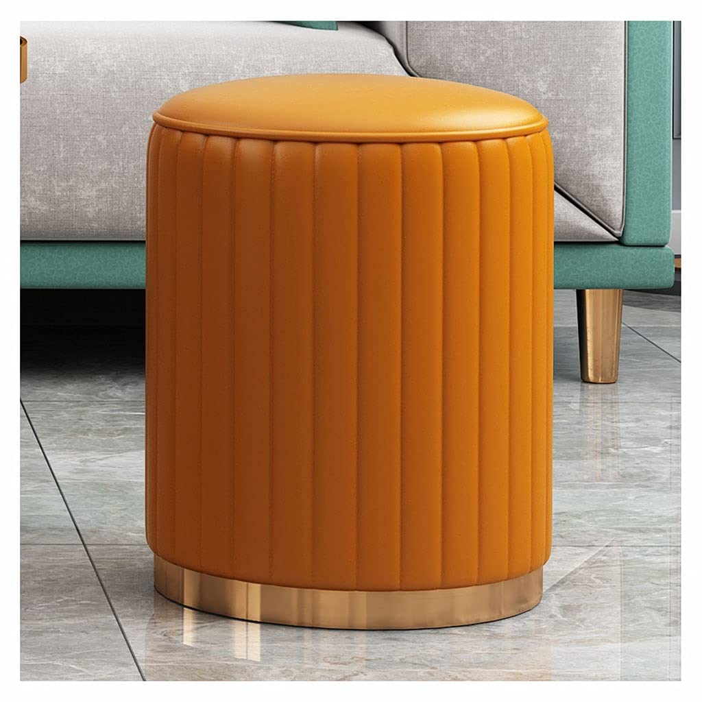 Pouf repose-pieds en cuir rond modèle E pour salon et table à thé