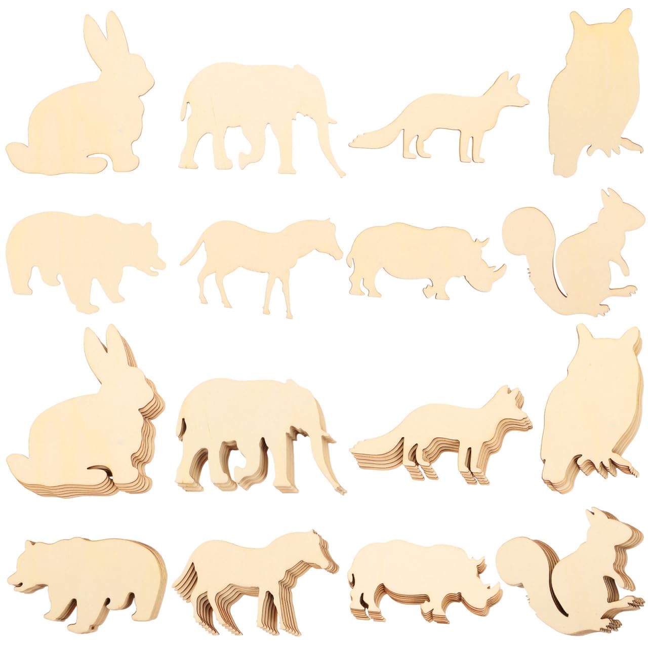 Animaux de la forêt en bois DOITOOL | 48 décorations à peindre pour bricolage