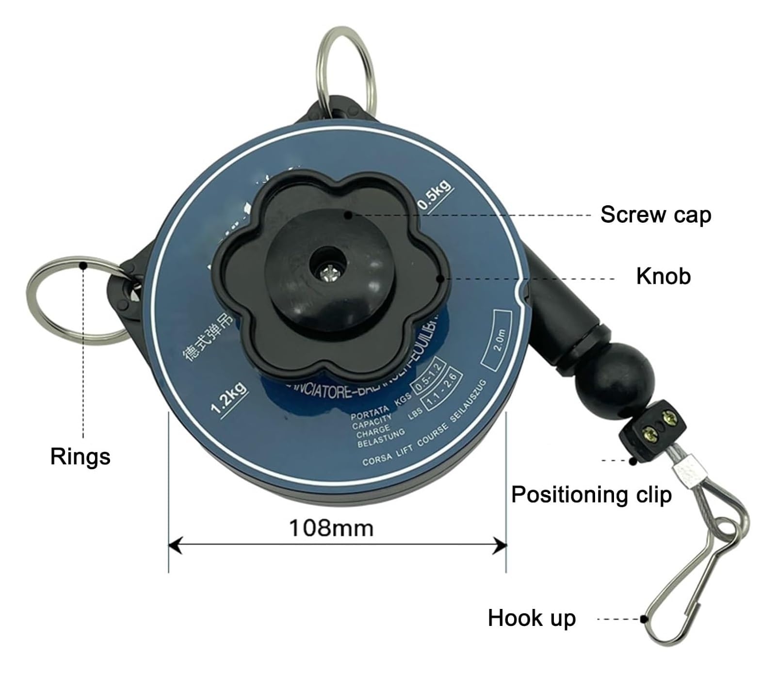 Spring Balancer, Spring Balancer retráctil, Soporte for colgar la herramienta for mantener el equipo estable, mejorar la eficiencia del trabajo y reducir la fatiga(0.5-1.2kg)