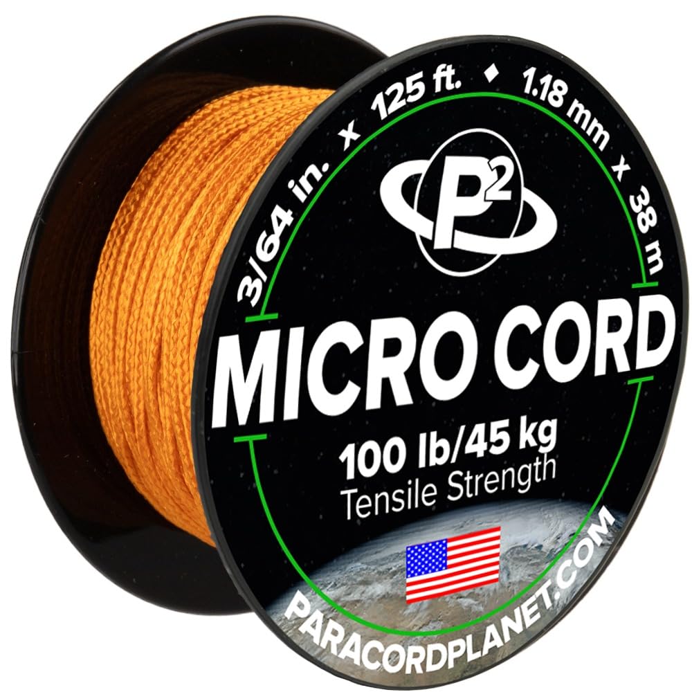 Paracord Planet Micro Paracord – Thin Braided Cord for Crafting, Fishing, and DIY Projects in 125 ft Spools – International Orange