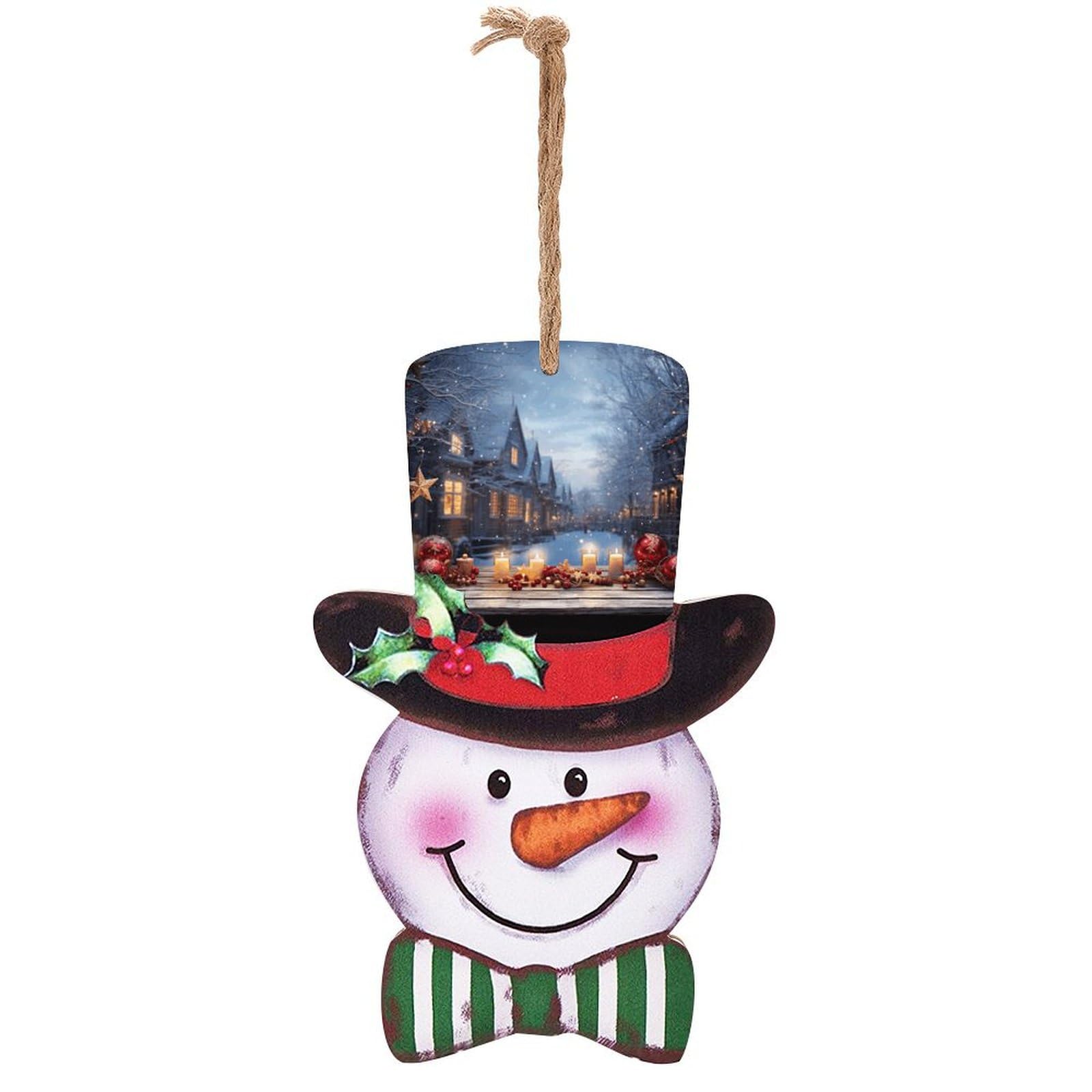 Bonhomme de neige plaque bois pour une atmosphère de Noël au salon