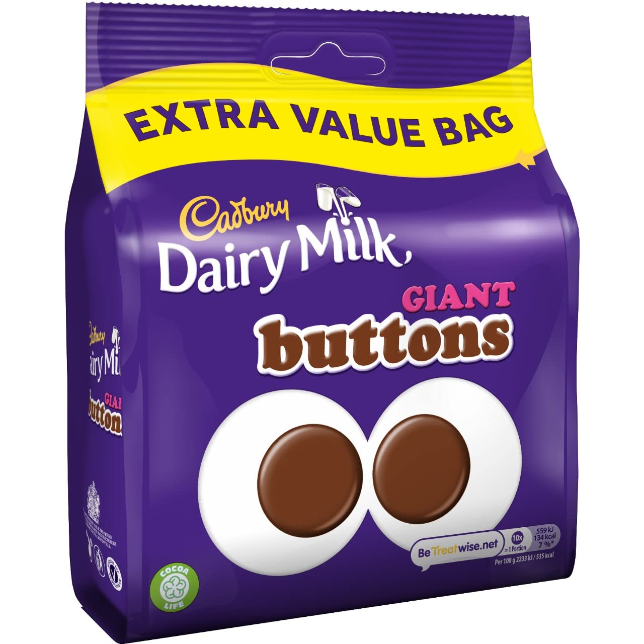Cadbury Dairy Milk Giant Buttons Milk Chocolate Bag, 330 g, (Pack of 1) Buy Online in Brunei at