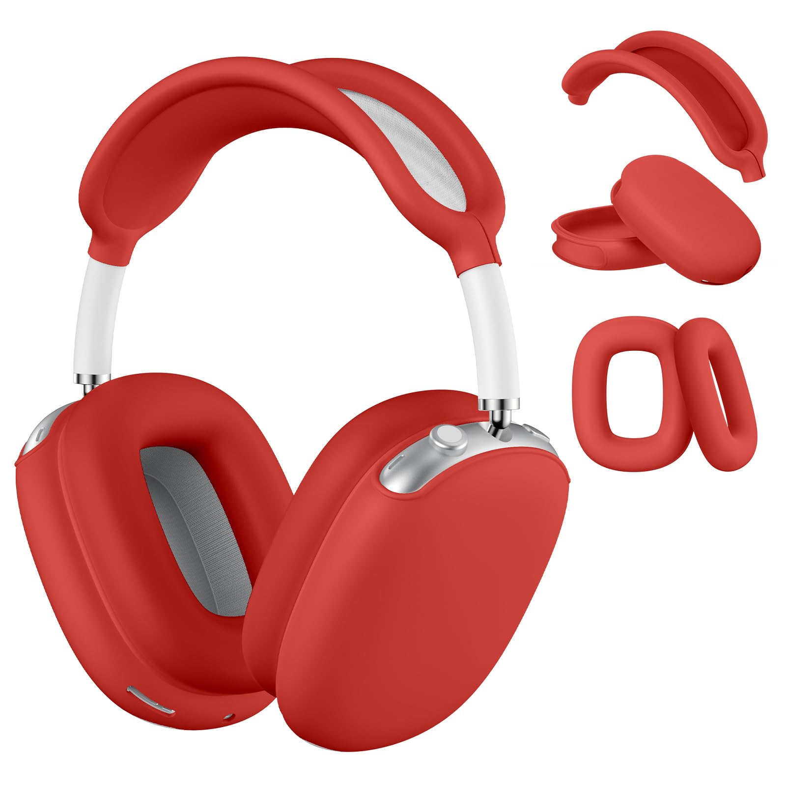 Youtec Silicone Case for AirPods Max - Anti-Scratch Ear Pad, Ear Cups, and Headband Cover - Soft Protector Accessories for Apple AirPods Max (Red)