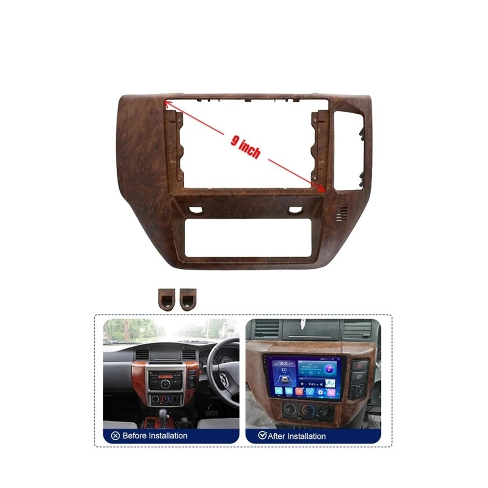 Mascherina Autoradio Cornice Stereo Auto 9 Pollici Telaio Fascia Adattatore Android GPS Lettore Stereo Radio Dash Kit Pannello per Nissan per Patrol 2004-2011 2012