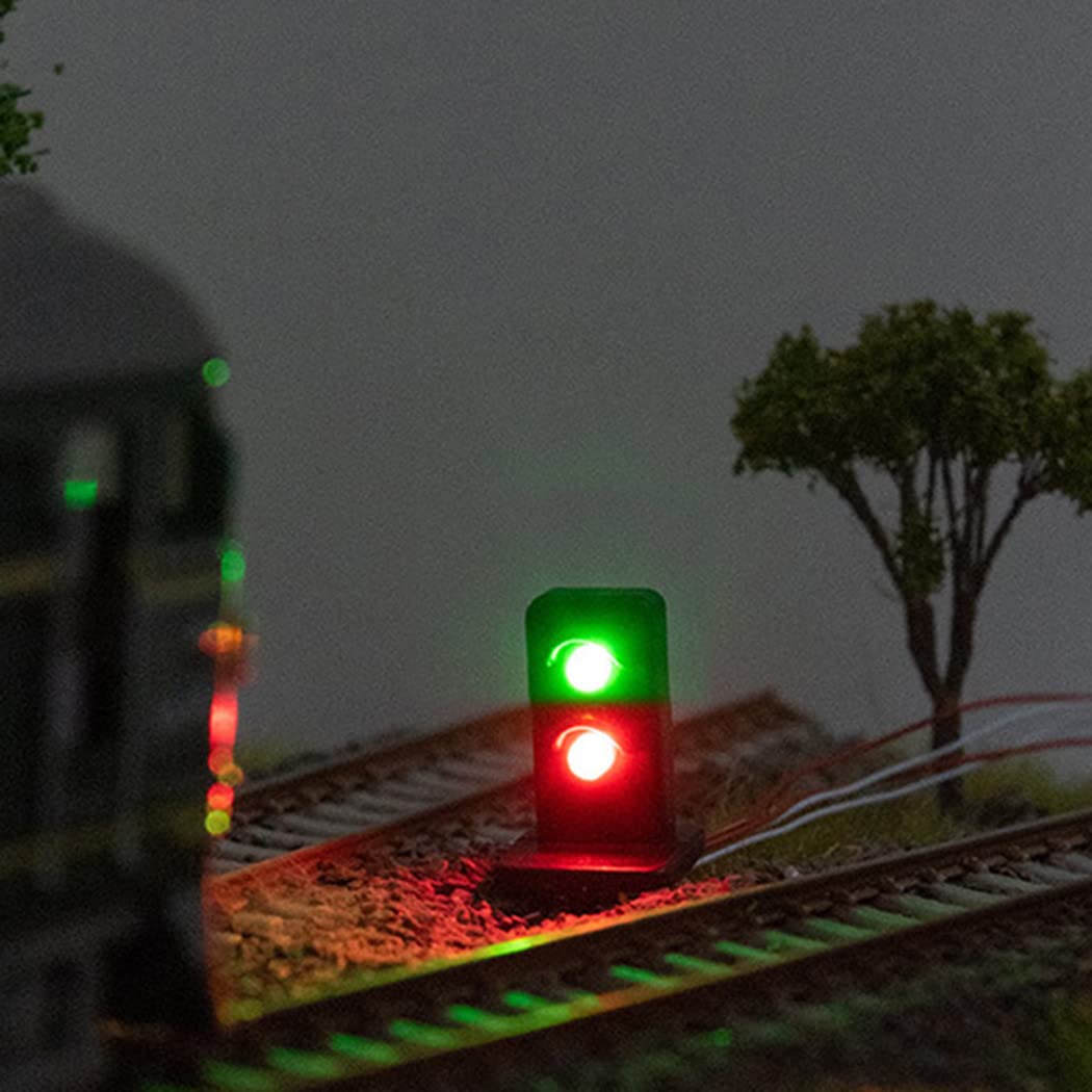 10 Pezzi Modello Ferroviario 2 Aspetti Blocco Segnale Verde/Rosso HO OO Scala LED Semafori per Treno Layout