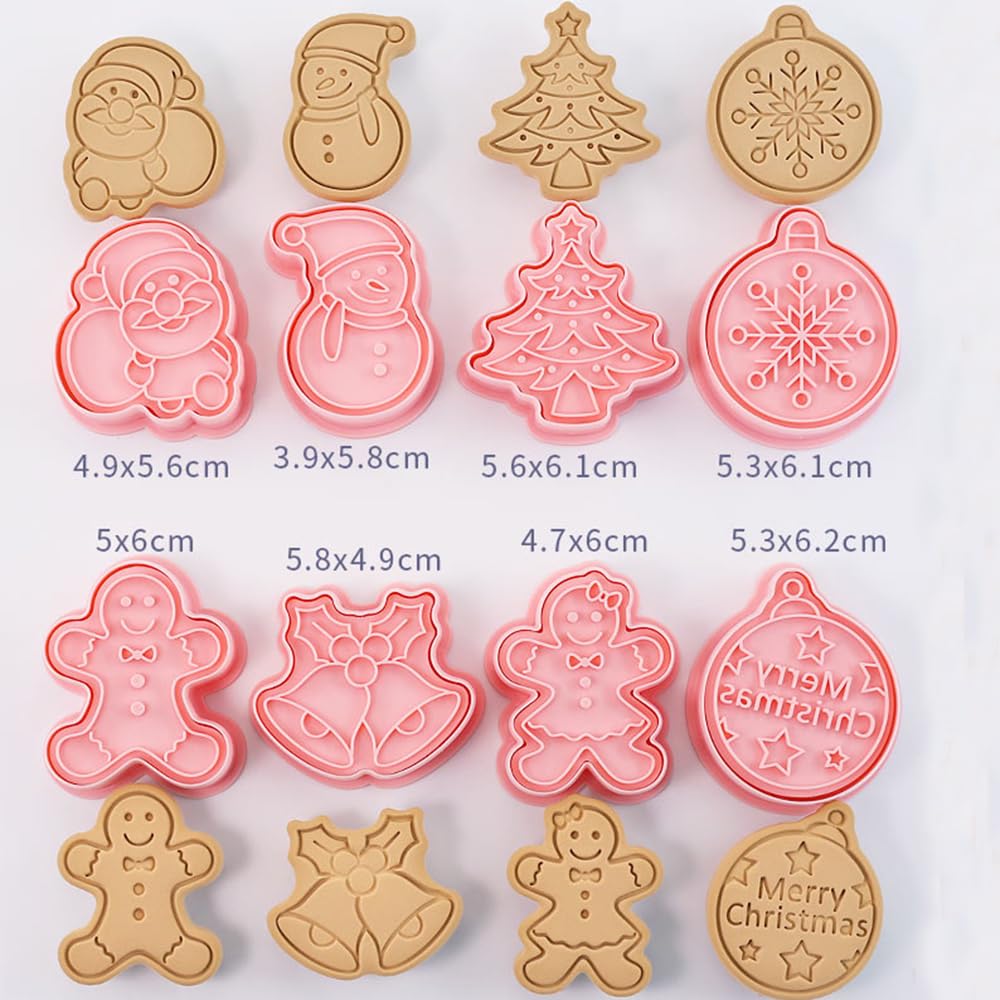 8 PCS Christmas Cookie Cutters Christmas Plastic Cookie Cutters Christmas Cookie Stamps for Chriatmas Baking Decorations G - Image 2