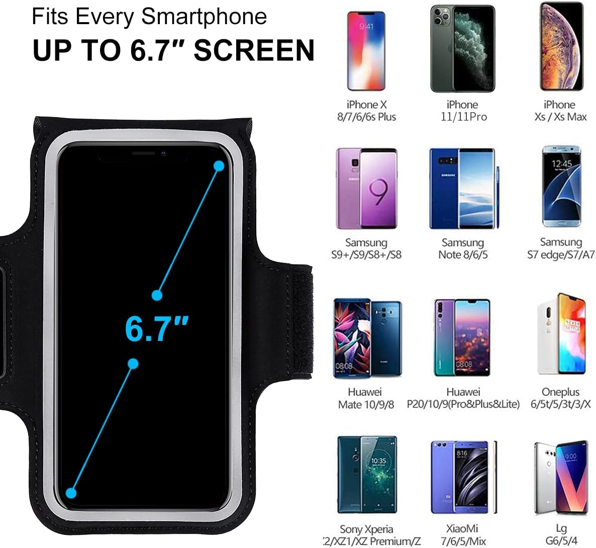 GUZACK Running Phone Holder Cell Phone Armband Case for iPhone 12/12 Mini/12 pro/11/11 Pro/X/8 Plus/Galaxy S10/S9/S8 Plus Waterproof Cell Phone Armband for Jogging, Walking, Exercise and Gym Workout : Cell Phones & Accessories