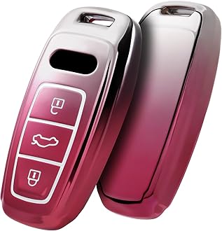 ELOHEI for Audi Key Fob Cover, Special Soft TPU Key Case Cover Protector Compatible with Audi A6L A6 A7 A8 Q7 Q8 E-Tron 2018-2022 A3 S3 S6 SQ7 RS6 S7 RS7 Smart Key(Gradient Pink)