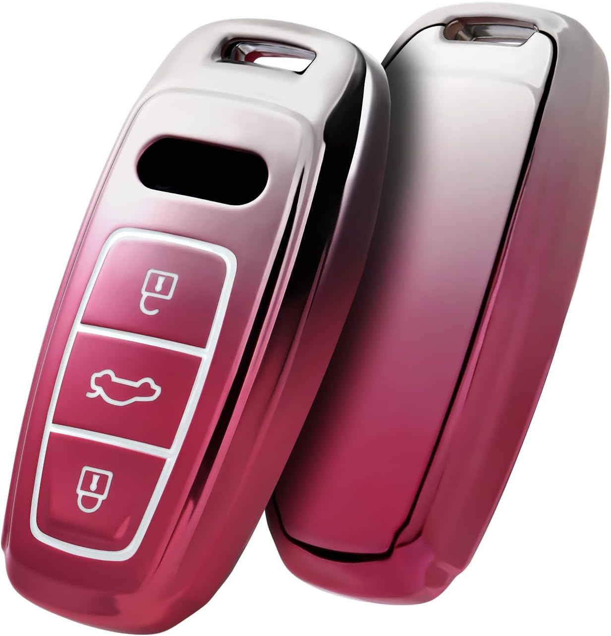 - ELOHEI for Audi Key Fob Cover, Special Soft TPU Key Case Cover Protector Compatible with Audi A6L A6 A7 A8 Q7 Q8 E-Tron 2018-2022 A3 S3 S6 SQ7 RS6 S7 RS7 Smart Key(Gradient Pink)