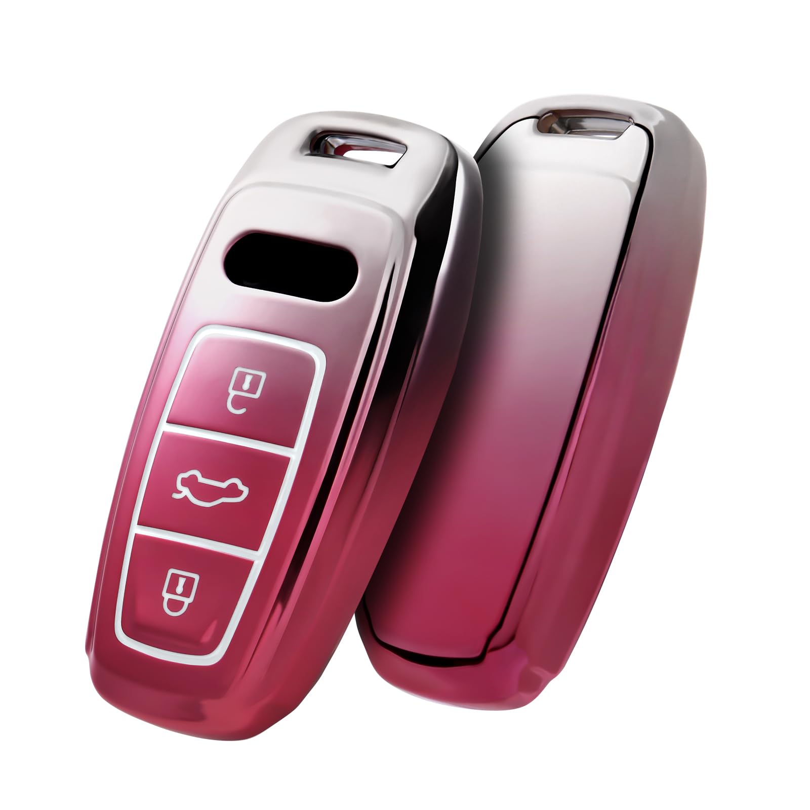 ELOHEI for Audi Key Fob Cover, Special Soft TPU Key Case Cover Protector Compatible with Audi A6L A6 A7 A8 Q7 Q8 E-Tron 2018-2022 A3 S3 S6 SQ7 RS6 S7 RS7 Smart Key(Gradient Pink)