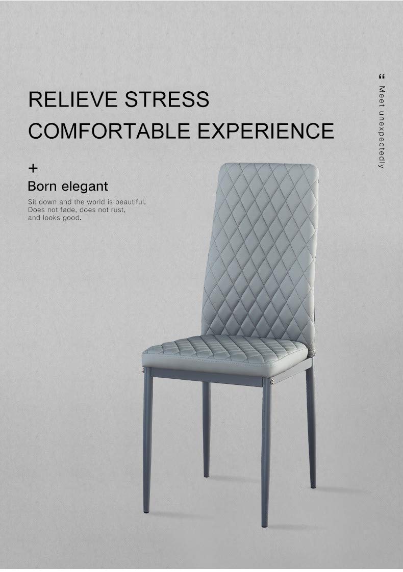 JT Modern Minimalist Dining Chair Fireproof Leather Sprayed Metal Pipe ...