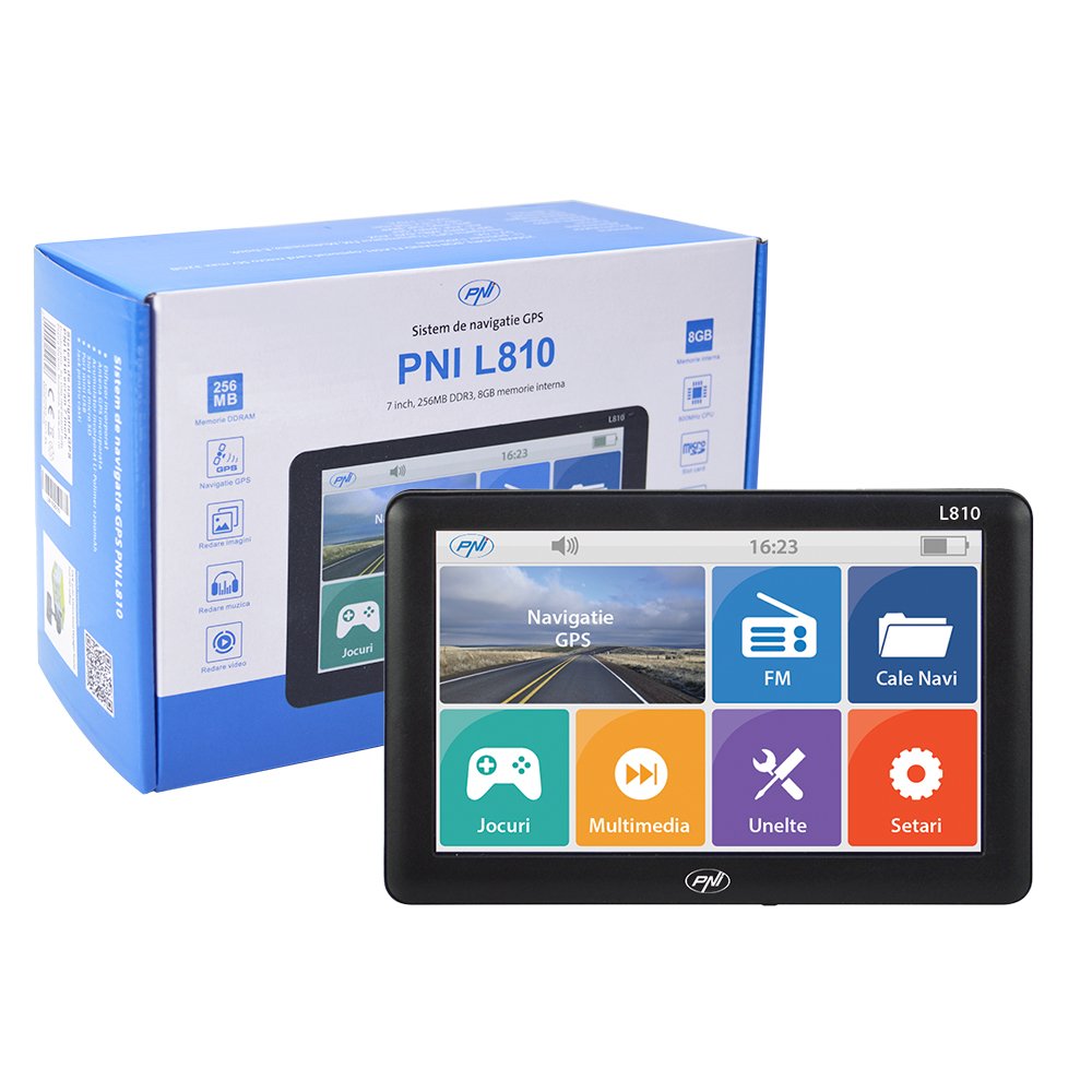 Sistema di navigazione GPS PNI L510 5 inch, 800 MHz, 256MB, 8GB DDR, compatibile con qualsiasi mappa, nessuna mappa preinstallata