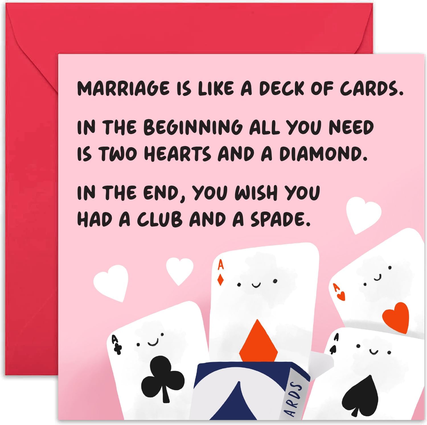 Old English Co. Funny Anniversary Card – 'Marriage Is Like A Deck Of Cards’ – Happy Anniversary Card For Husband, Wife, Partner, Spouse - Humorous