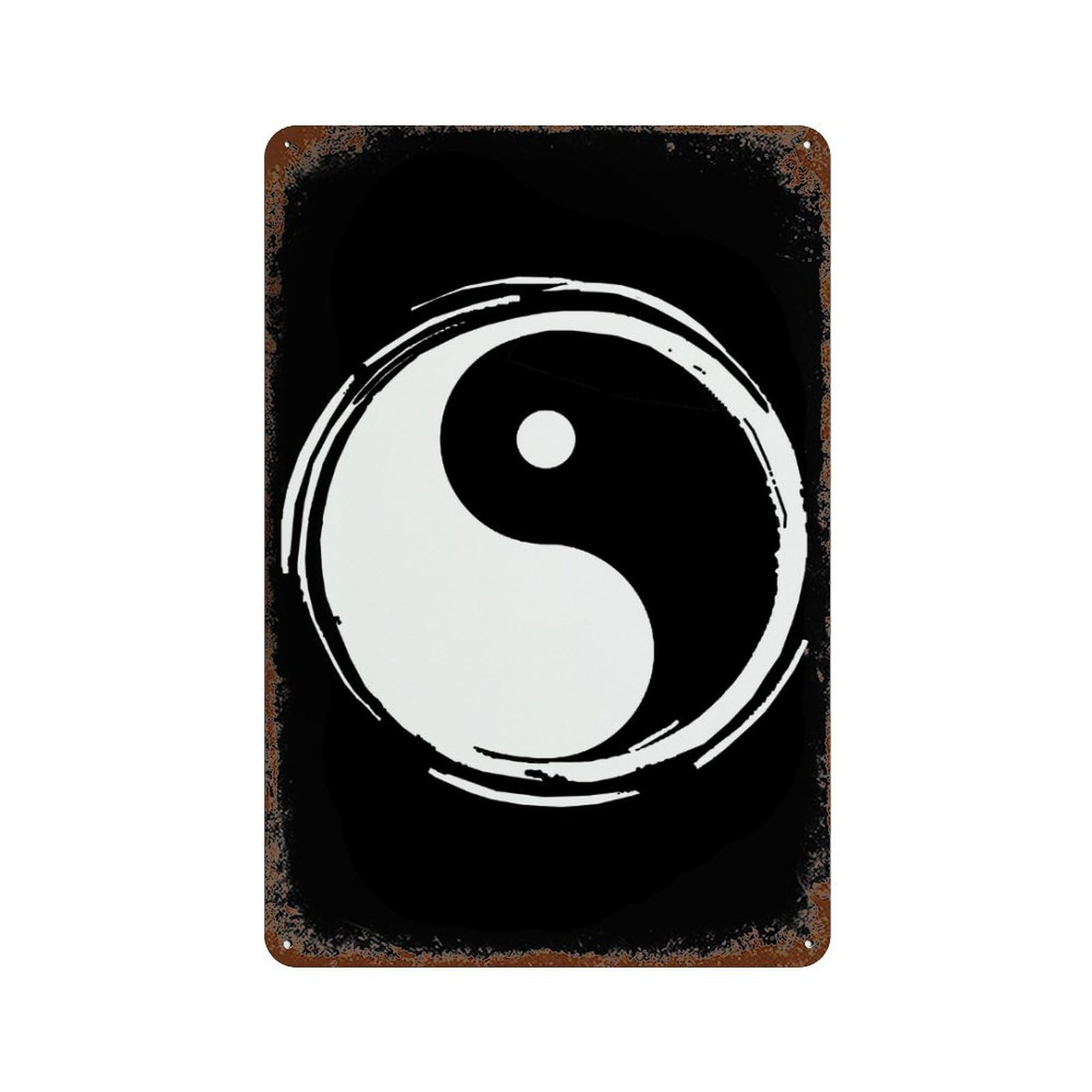 KWQDOZF Tiayead Yin And Yang-Tai Chi Theme Metal Tin Sign,Vintage Iron Hanging Plate Vertical with Rust Poster Wall Decor 8x12inch
