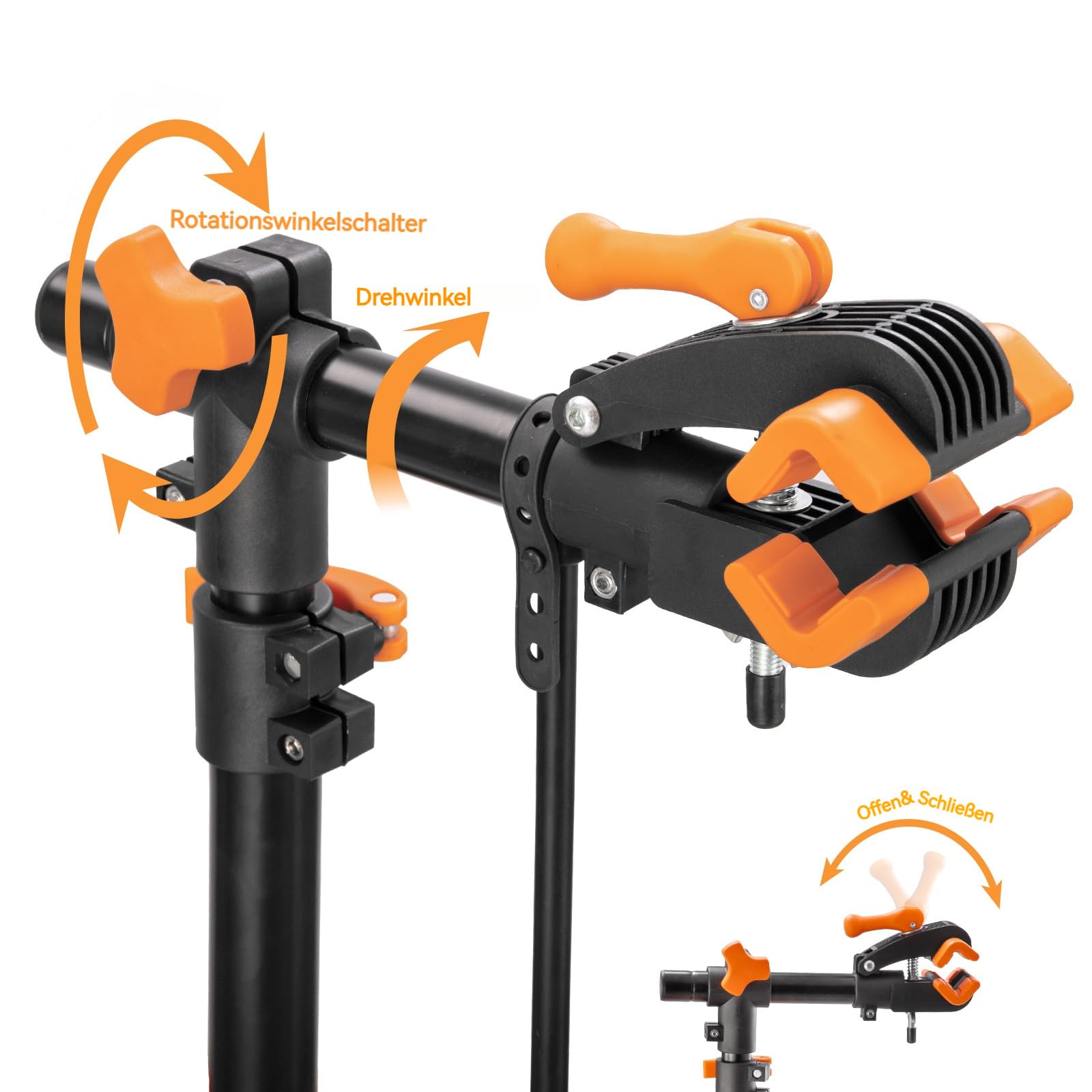 Fahrrad Montageständer für E-Bikes & MTB – 30kg Traglast – Stabiler Reparaturständer aus Aluminium, 360° Drehbar, Höhenverstellbar bis 170cm mit Werkzeugablage