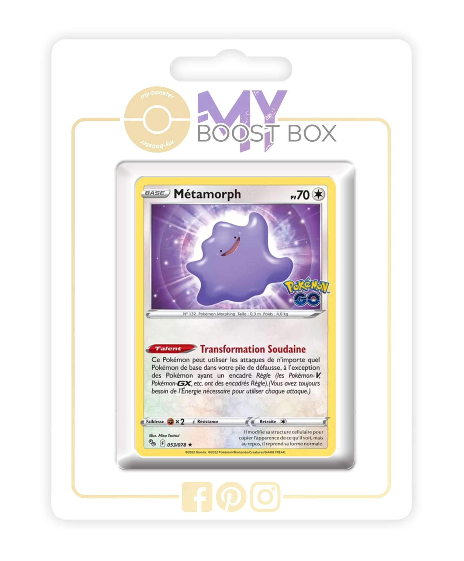 Métamorph (Ditto) 053/078 Holo - my-booster X Épée et Bouclier 10.5 Pokémon  GO