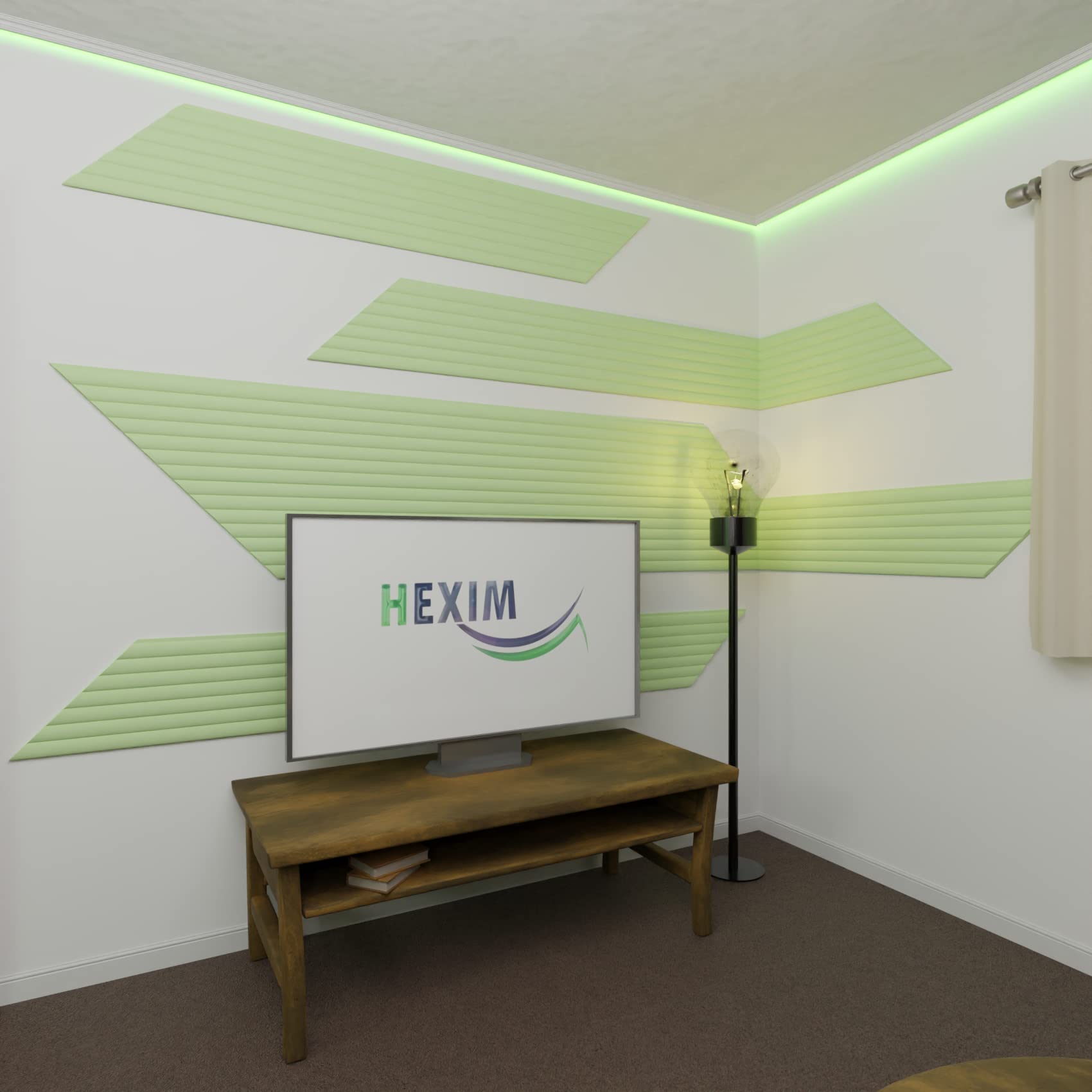 HEXIMO Lamellenwand (1.84 m²) aus XPS - Lamellen Wandpaneele Lamellenverkleidung Akustikpaneele weiß (4 Paneele, HLM-4-01 weiß) Paneele Wandleiste Platten Wand Deko