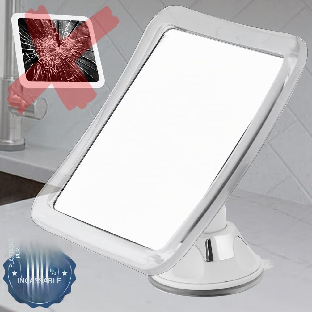 Mirrorvana Miroir de Douche Anti buée pour Rasage avec Ventouse, Petit Miroir incassable sans adhésif pour Salle de Bain, 16 cm x 16 cm