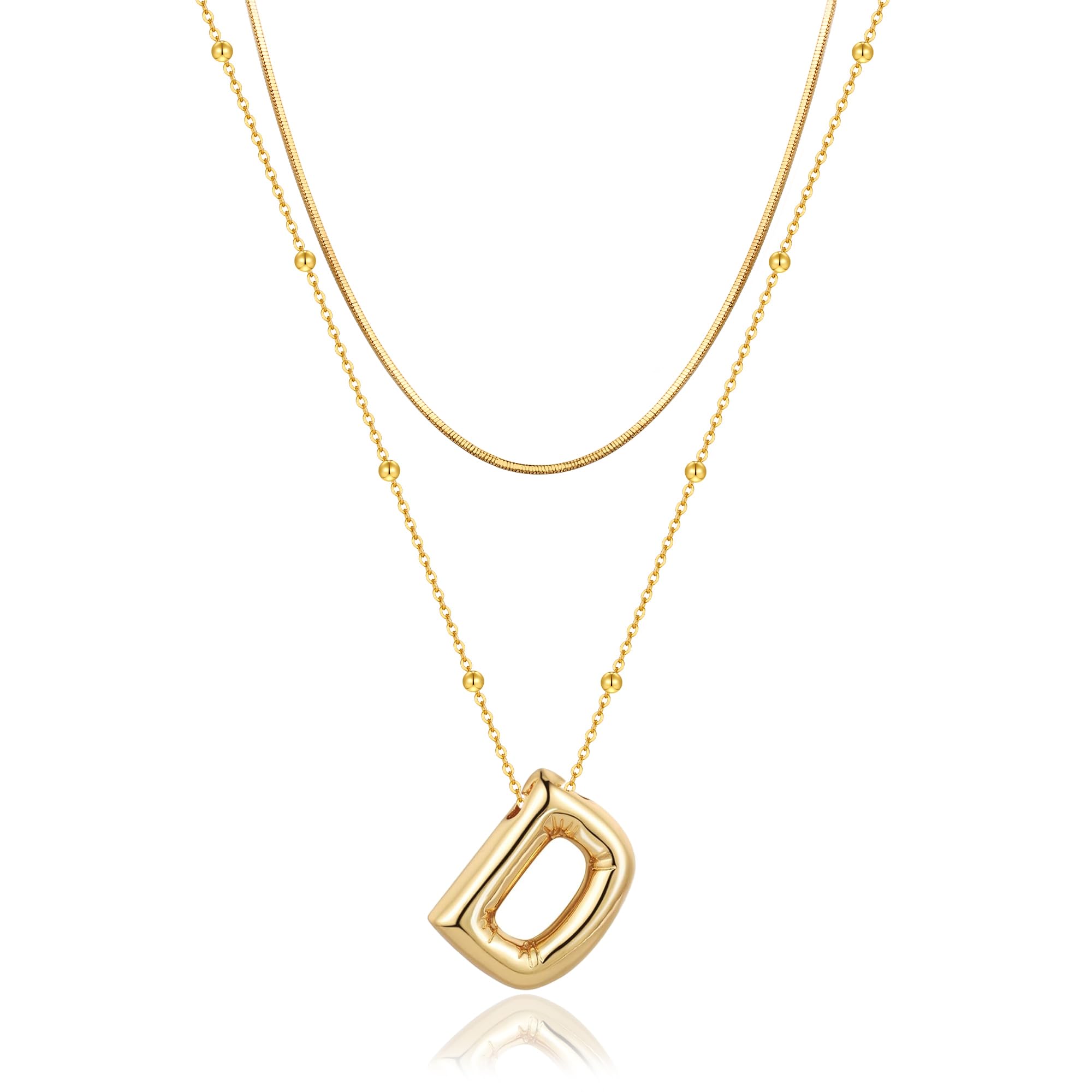 YCQYM Initialen-Halsketten für Frauen und Mädchen, zierliche Ballon-Buchstaben-Halskette, Namens-Alphabet-Anhänger, geschichteter Halsband, personalisierter Schmuck