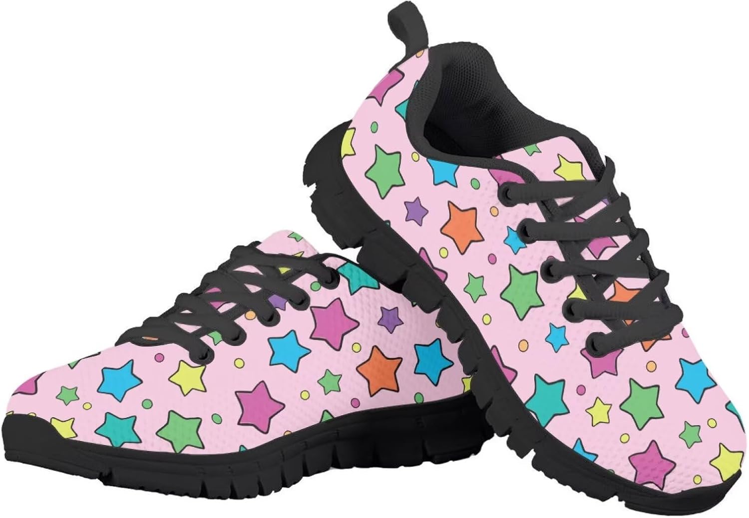 Funnydude Funny Print School Shoes for Girls Casual Tennis Shoes Lace up Walking Footwear