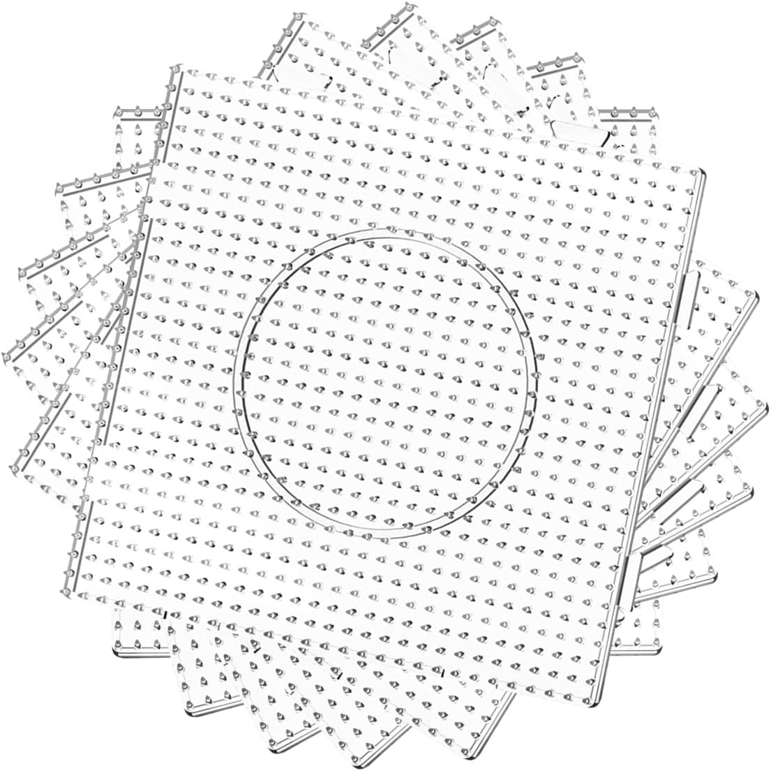 6 PCS 5mm Fuse Beads Boards, Clear Plastic Pegboards Kits 5.8inch Large
