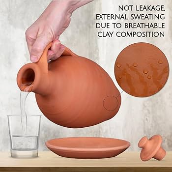 陶芸 MUD N DUST THE JAR &quot;BONE&quot; SMALL Hakan Anadolu Natural Clay Water Pitcher Set | Unglazed