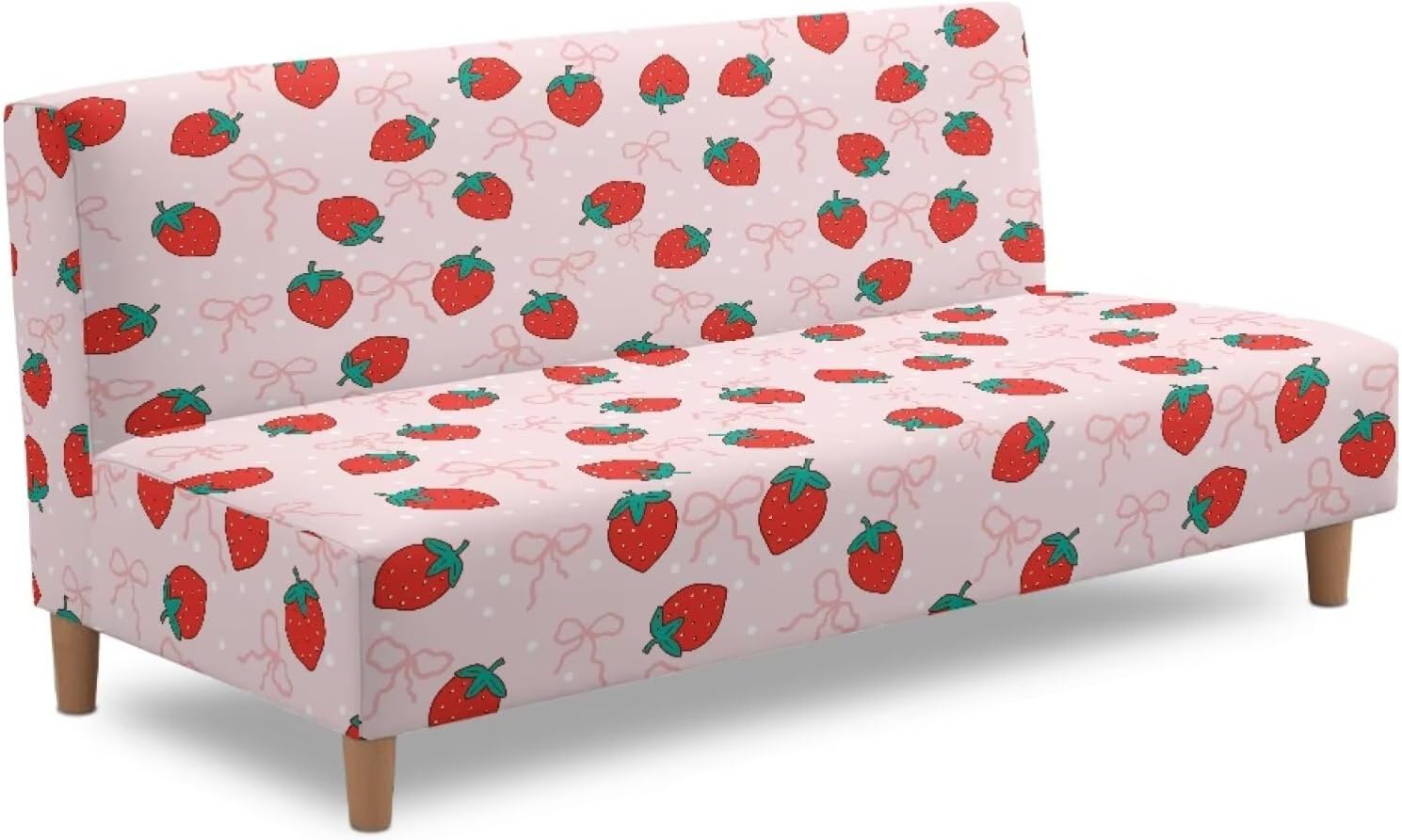 Futon Cover Washable Stretch Armless Sofa Cover Futon Slipcover Without Armrests Stain-Resistant Furniture Protector for Folding Sofa Bed Decor, Flower Black