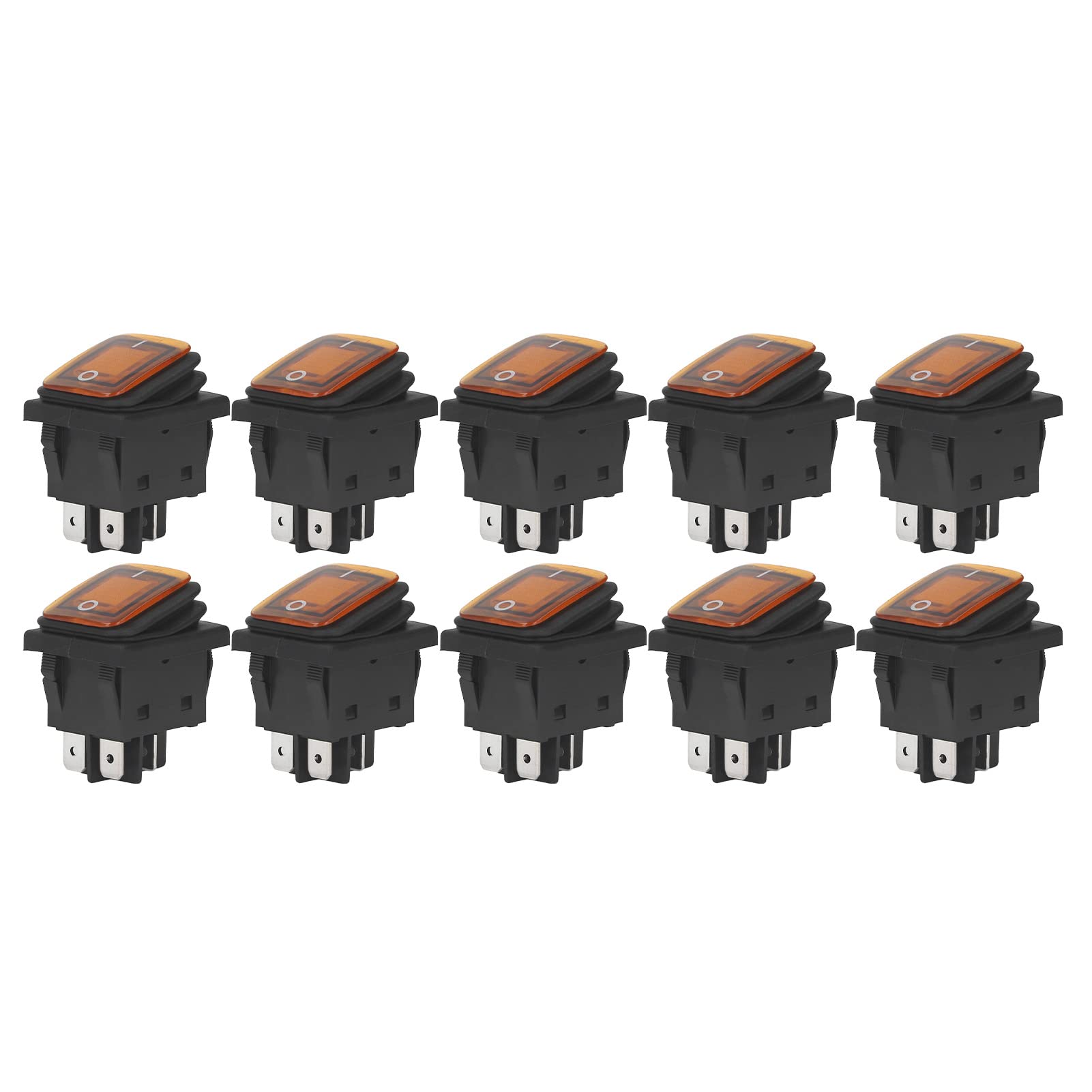 2 Posizioni Interruttore a Levetta Roccioso, 30A AC 125V 250 V con Luce a LED, 4 Perni, per Barca (Arancia)