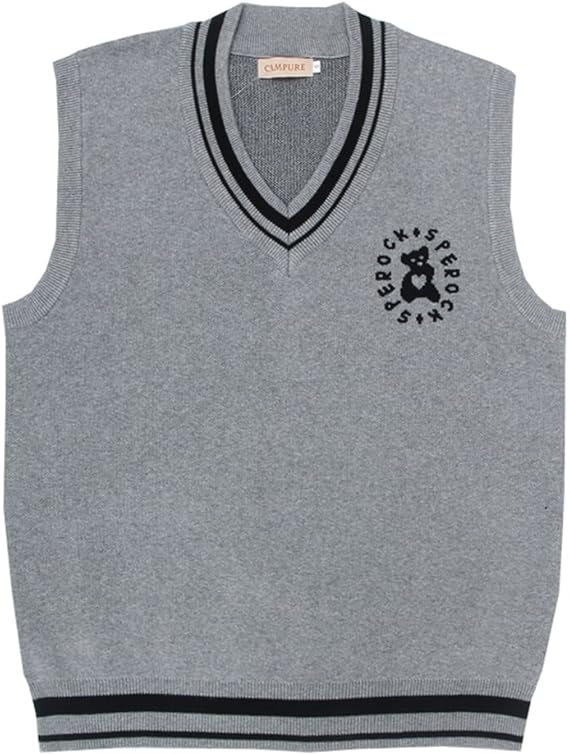 Amazon Co Jp ベスト ニット スクール 制服 学生 入学式 卒業式 Jk Dk 女子高生 男子 高校生 クマ柄 チョッキ 綿 コットン Vネック ゆったり カジュアル 学校 通学 通勤 4色 服 ファッション小物