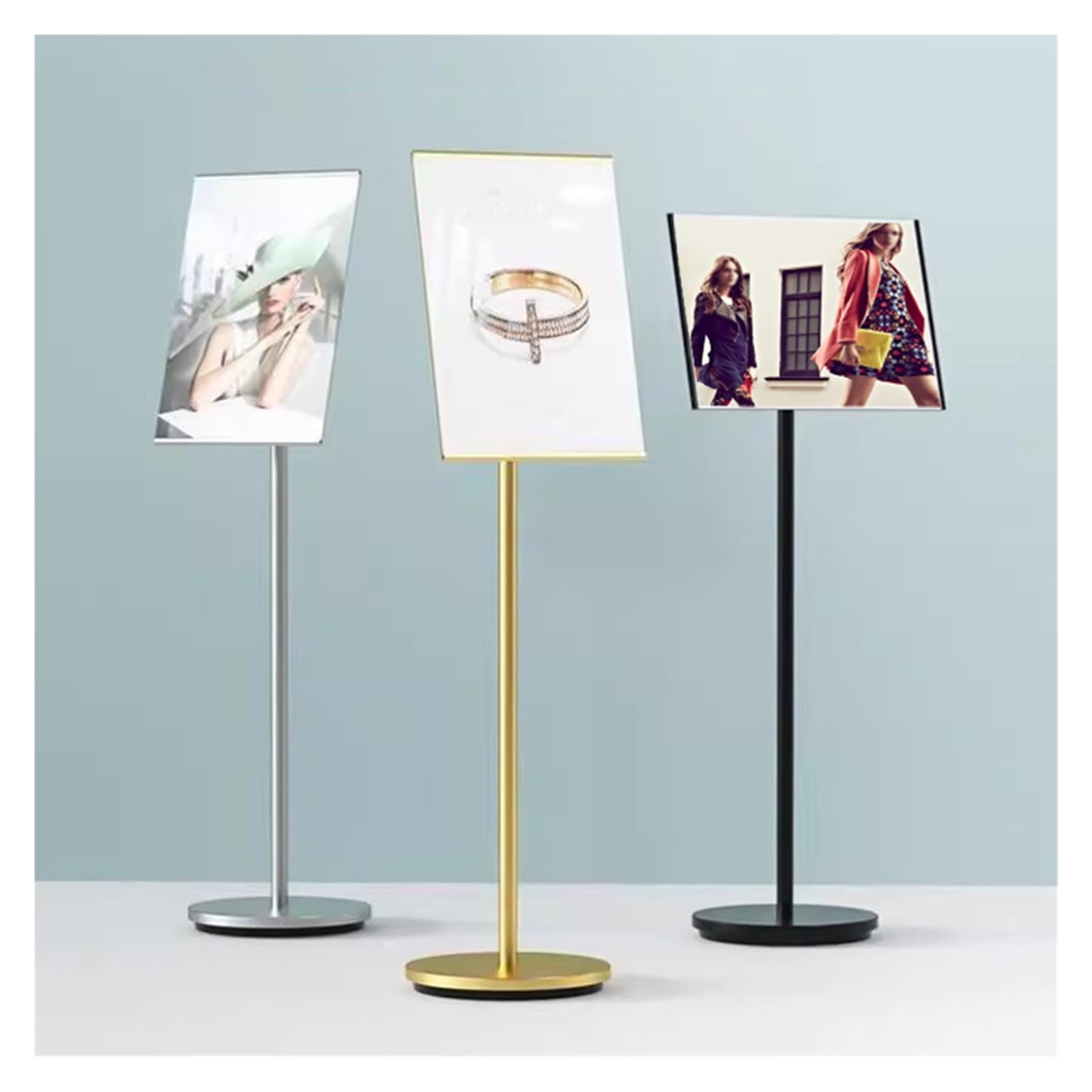 Soporte de letrero ajustable A4 dorado para tiendas y menús