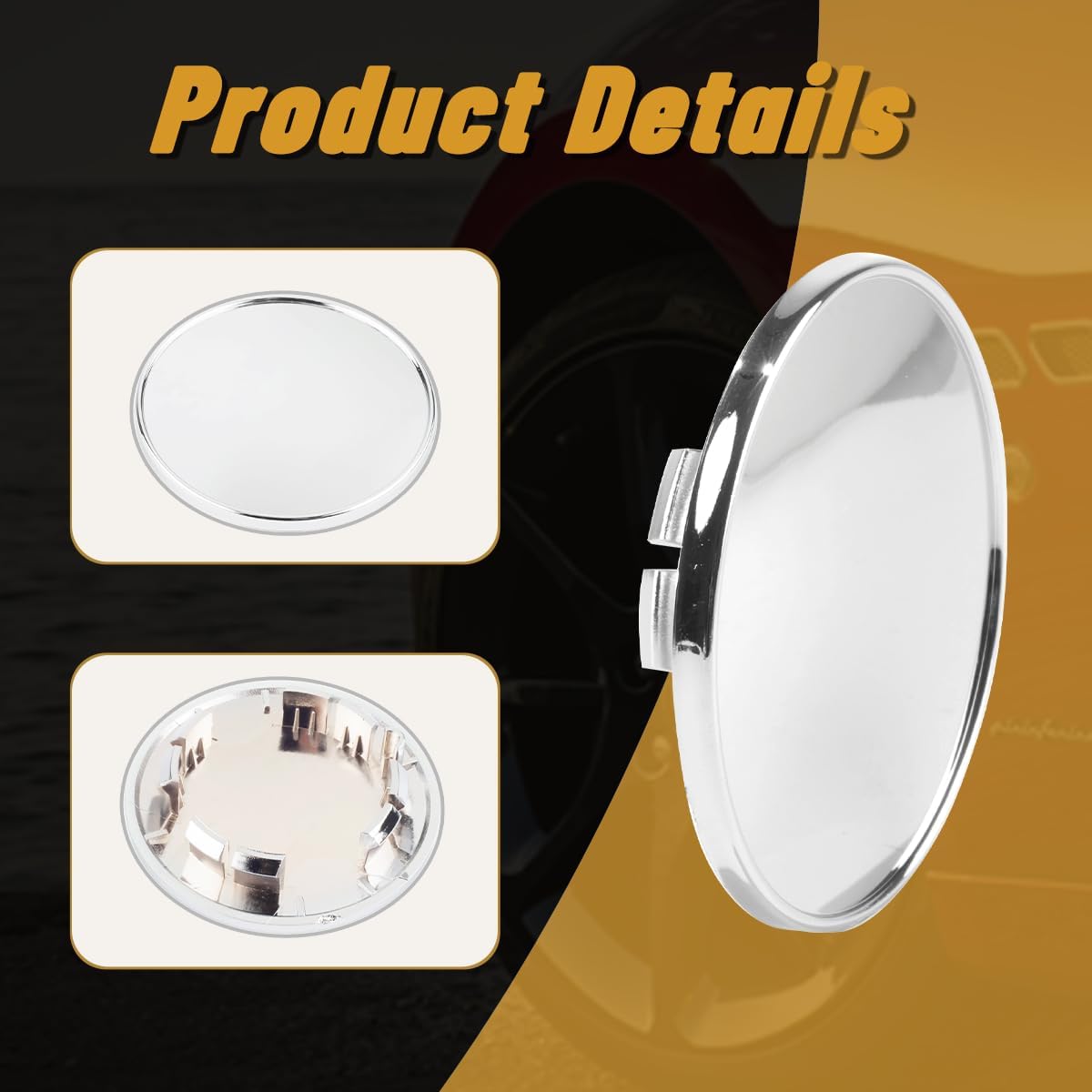 4Pcs 2.73in / 70mm Car Wheel Center Caps for 2000-2011​ Focus 2M51-1000-AA 2M5Z-1130-AB Chrome Outer 2.73 in, Inner 1.98 in Snap-On Hub Caps