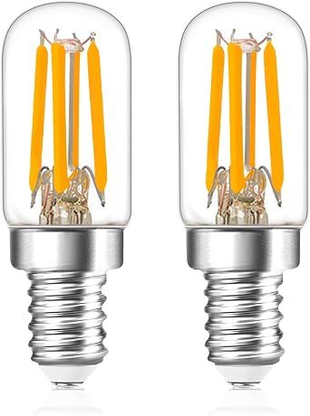 E12 LED Candelabra Bulbs 40W Equivalent, 2200K Warm White Dimmable Mini T20 Chandelier Bulbs, 350 Lumens Range Hood & Bedside Lamp Light Bulbs, 2 Pack