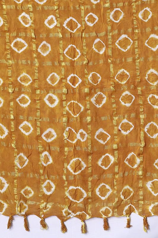 Image of Women Bandhani Dupatta | Traditional Chunri Print with Decorative Border | Lightweight Ethnic Stole for Festive and Wedding Wear