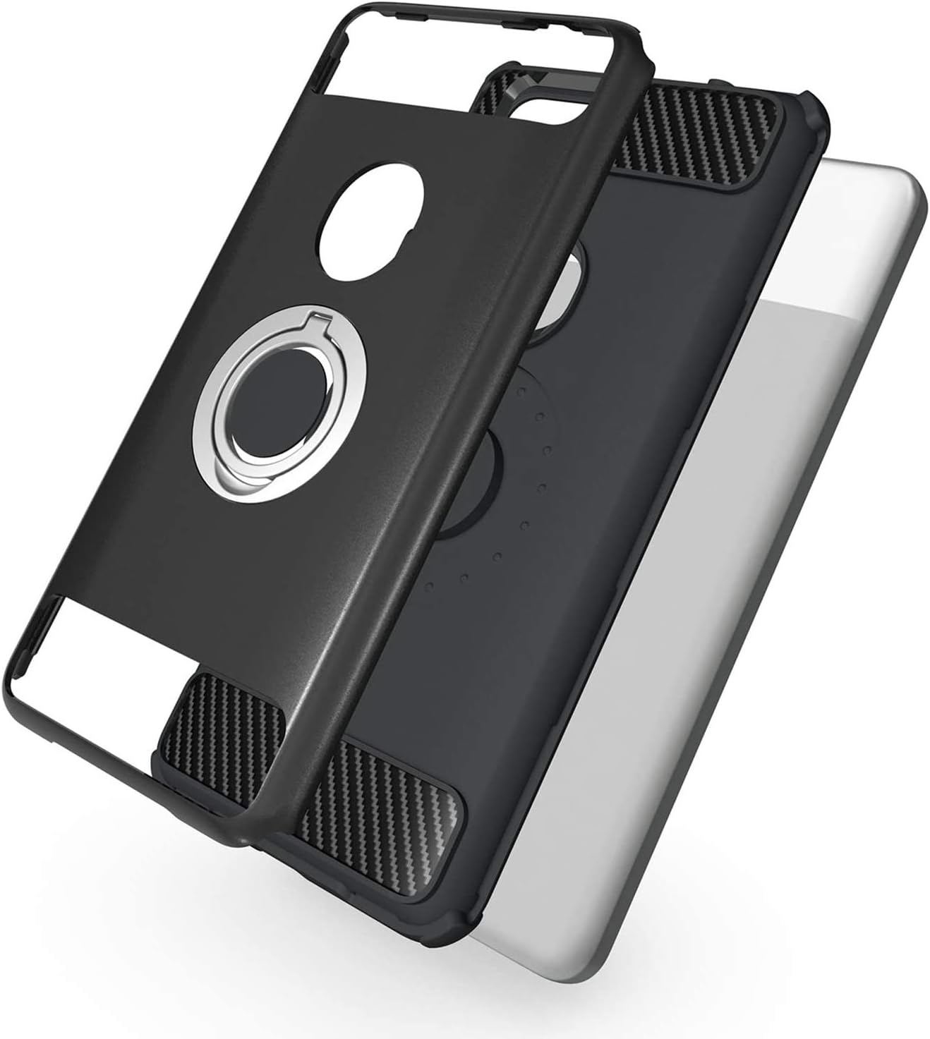 Newseego Compatible with Google Pixel 2 Case (5.0inch) with Armor Dual Layer 2 in 1 with Extreme Heavy Duty Protection and Finger Ring Holder Kickstand Fit Magnetic Car Mount for Google Pixel 2-Black