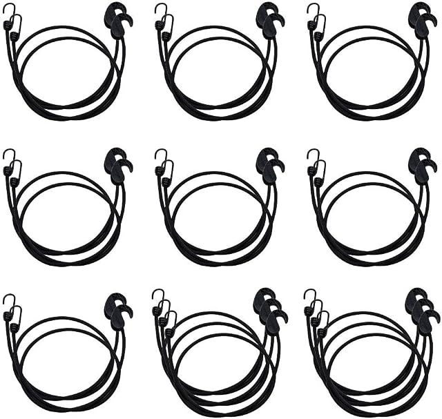 Amazon Basics Adjustable 121.9 cm Bungee Cords - Black (20-Pack)