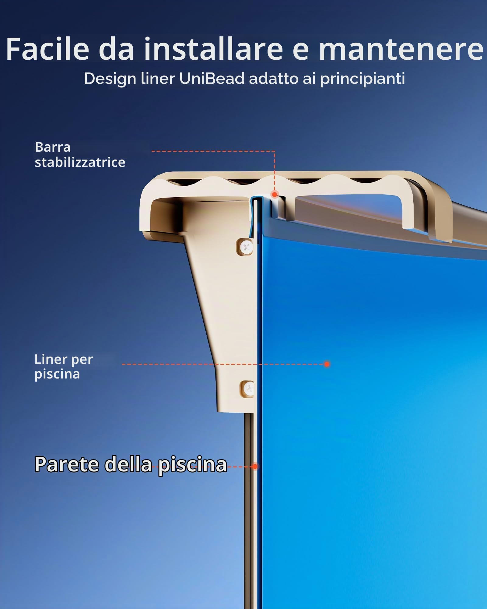 VEVOR Liner per Piscina Ovale 375 x 732 cm con Bordo a Incastro, Rivestimento Interno per Piscina Fuori Terra, Pellicola in Vinile Resistente, Altezza Parete 120 cm, con Toppe di Riparazione, Blu