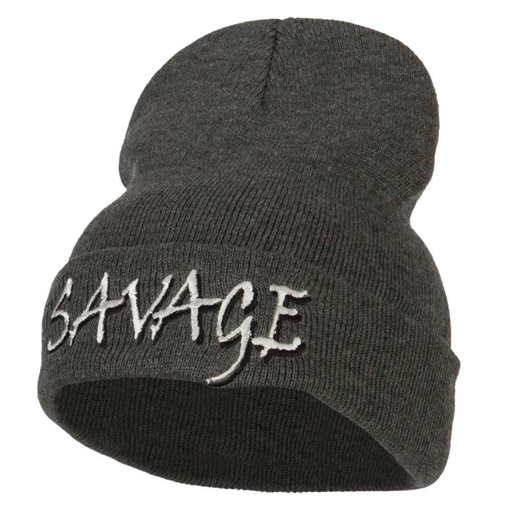 e4Hats.com Savage Embroidered Long Knitted Beanie