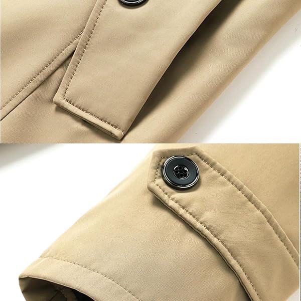 Men's Outdoor Warm Jacket High Collar Trench Coat Classic Stylish Mid-Length Work Jacket Perfect for Spring and Autumn Windproof and Comfortable (Size:XL, Color:Black) - 5