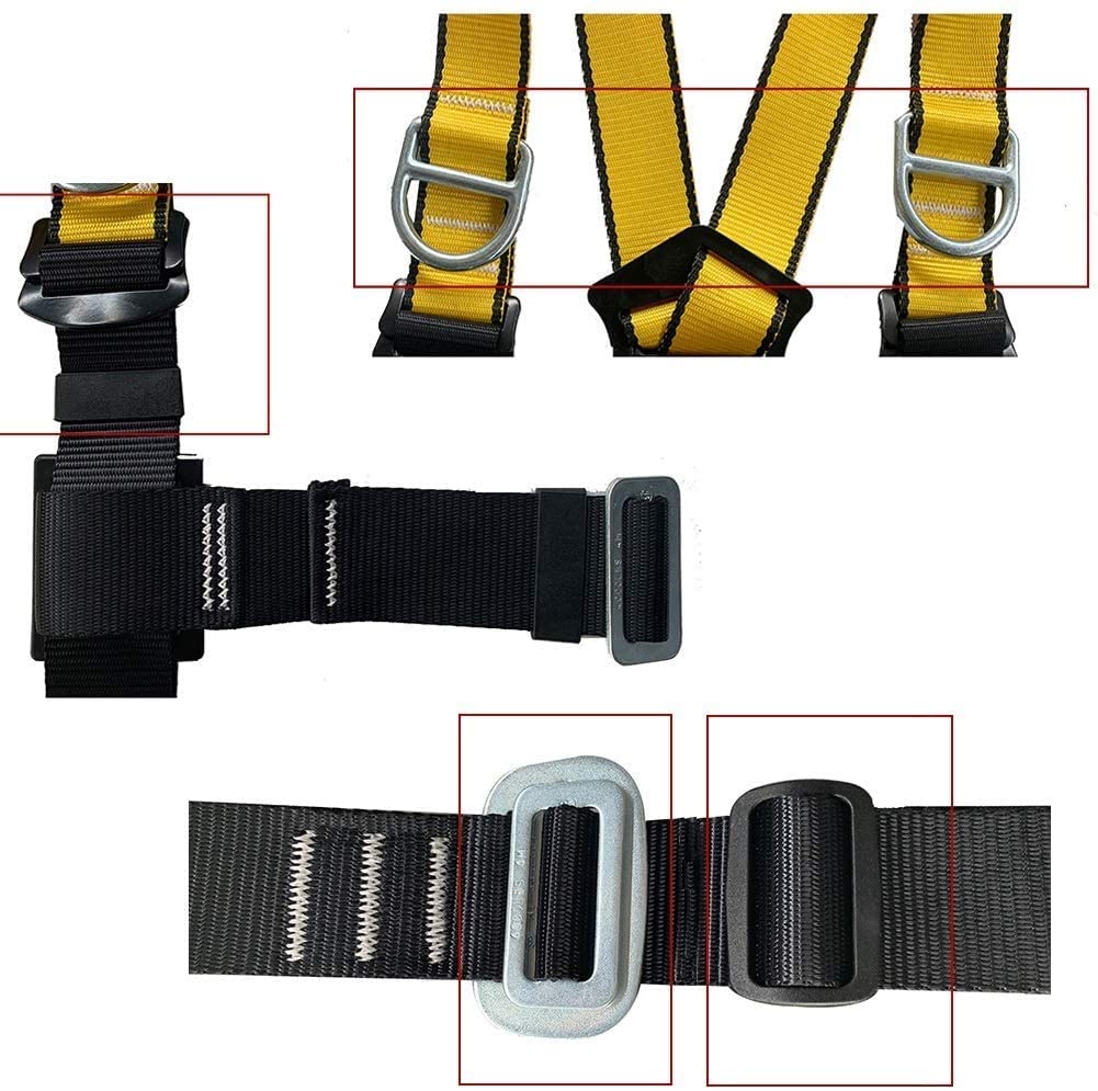 Auffanggurt, Ganzkörper-Absturzsicherung Sicherheit 5-Punkt-Anpassung Internationaler Standard Hochfestes Polyester Arbeiten in der Höhe Outdoor-Rettung (Gelb C) (Gelb B)