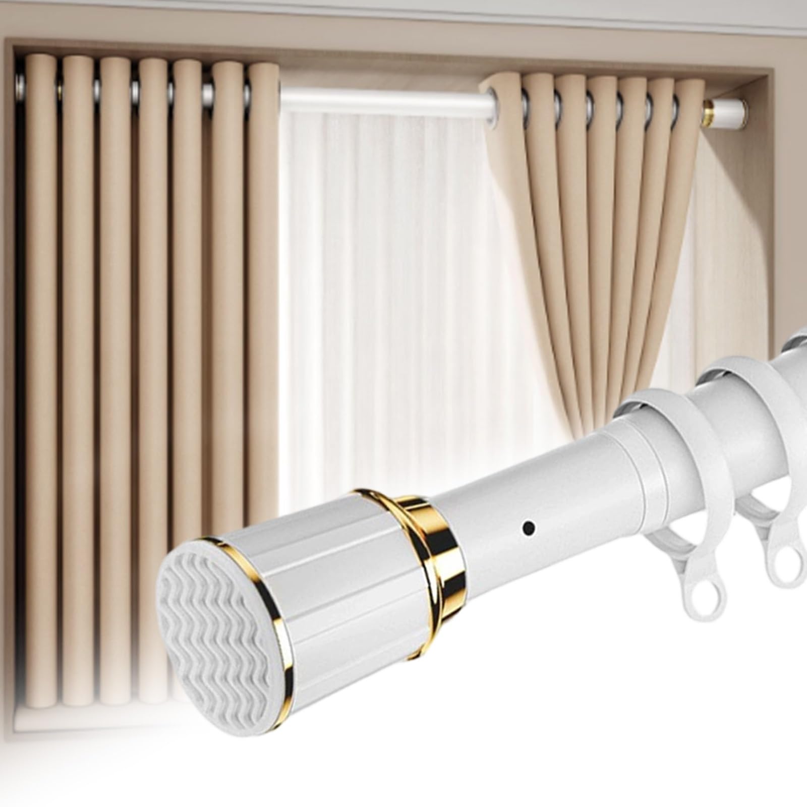 Gardinenstange ohne Bohren, Ausziehbar teleskopstange zum klemmen, Rostfrei & Rutschfest Teleskopstange, Spannstange Verstellbar 40-500cm für Badezimmer Fenster Schrank(Weiß,360-450cm)