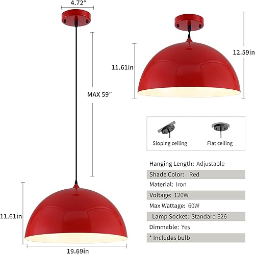 Miniatura 57 de Lámpara Colgante Industrial Electrochapada en Oro de 11.8 pulgadas, Paquete de 2, Lámparas Colgantes de Metal para Isla de Cocina, Lámpara Colgante