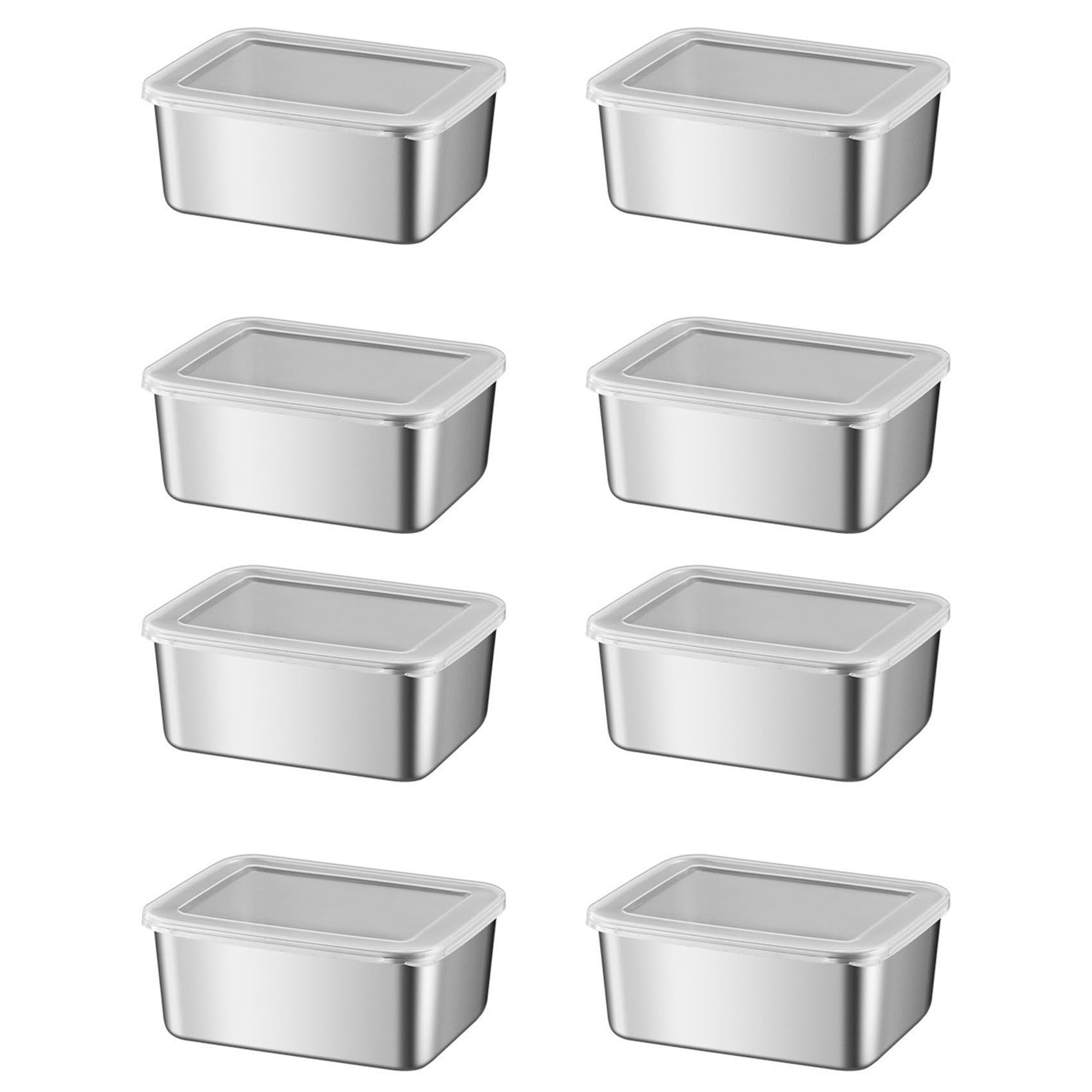 Vjsujehgy 8X Stainless Steel Refrigerator Crisper Food Storage Box with Plastic Lid Prepare Seafood Fruit Vegetable Picnic Box S