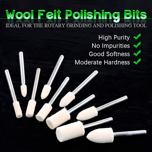 Miniatura 6 de Keadic Juego de accesorios de pulido de fieltro de lana multifuncional, 100 piezas, accesorios de pulido montados en mandril, vástago de 18 pulgadas