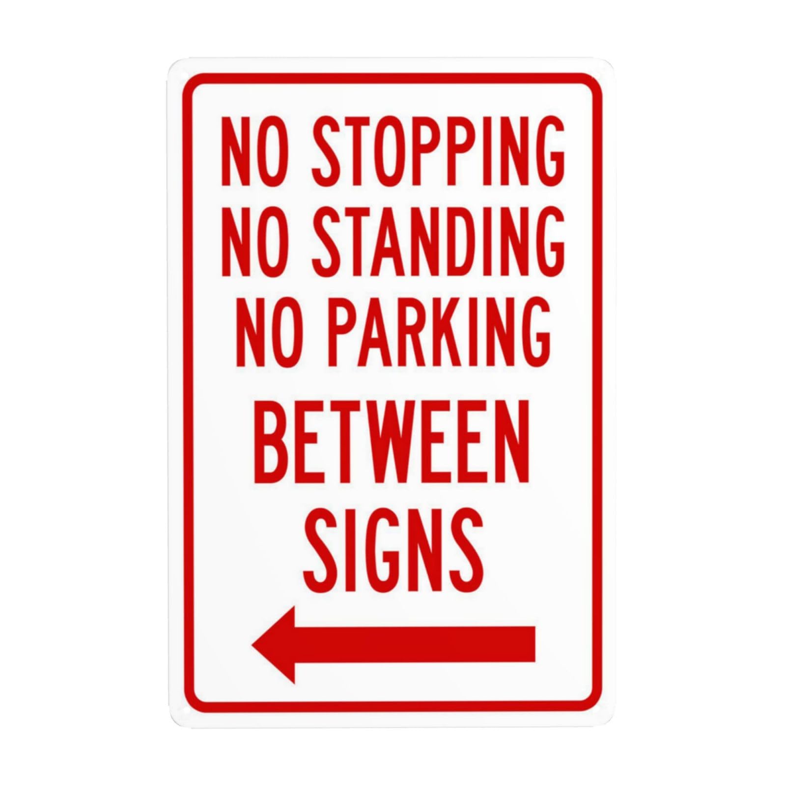 SMAZDFXX No Stopping Standing Or Parking Between Signs Arrow Metal Warning Tin Sign Cautions Security for Street Wall Decor 8"x12"