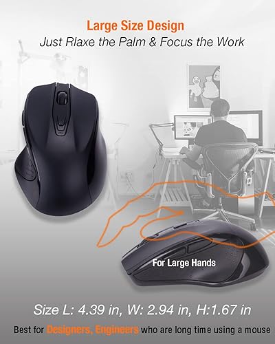 Miniatura 9 de INNOMAX - Mouse inalámbrico USB C, mouse ergonómico de gran tamaño y recargable con adaptador USB C a USB A 3.0 para MacBook Pro 2021, MacBook Pro,