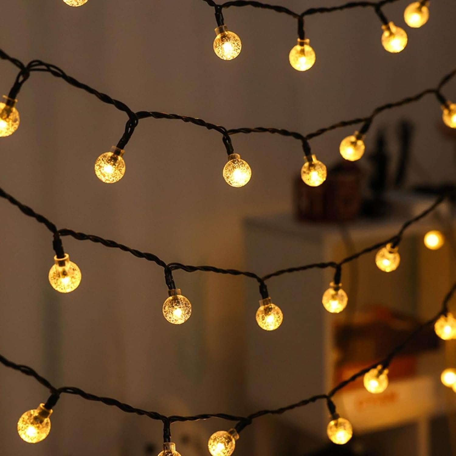 LED Solar Light String Outdoor Courtyard Decoration Color Light Bubble Ball Spherical Star Sky Camping Atmosphere Light