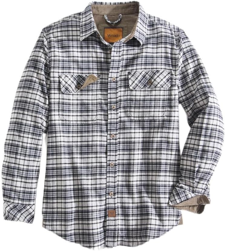 Venado Men's Premium Stretch Flex Force Flannel Shirt - Perfect Fall Casual Button Down