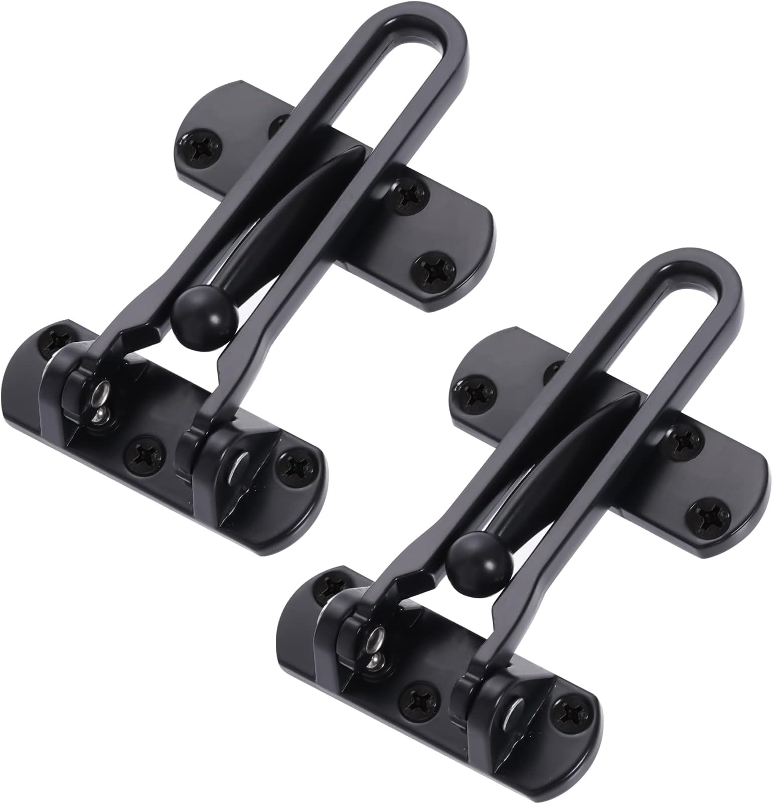 Topbuti Home Security Door Lock, 2 Pack Latch Guard Clasp Front Door Locks for Kids, Home Reinforcement Lock for Swing-in Doors, Hotel Door Latches, Thicken Solid Aluminium Alloy (Black)